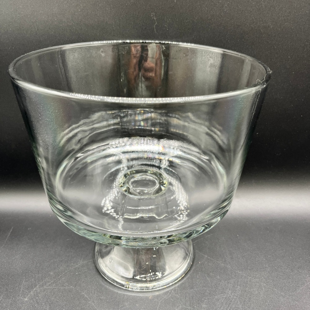 Vtg Clear Glass Trifle Bowl Pedestal Dessert Serving Dish 8.5" Tall 8" Wide - Picture 3 of 7